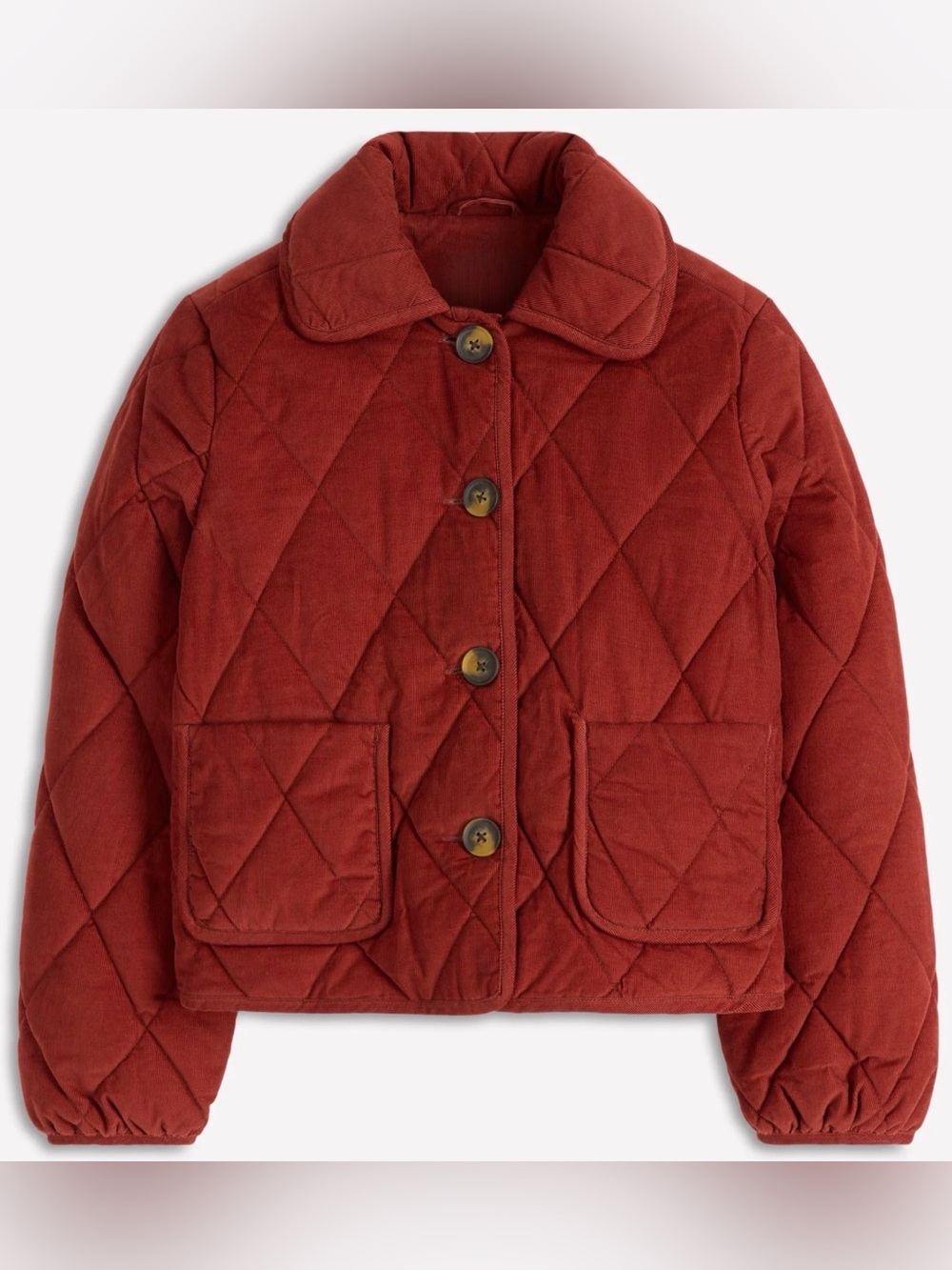 Boden Fitzrovia Quilted Cord Jacket Sz 4 Fire Brick Red